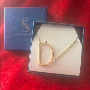 #J146 Savvy Cie 14K Gold Plated Initial "D" Necklace